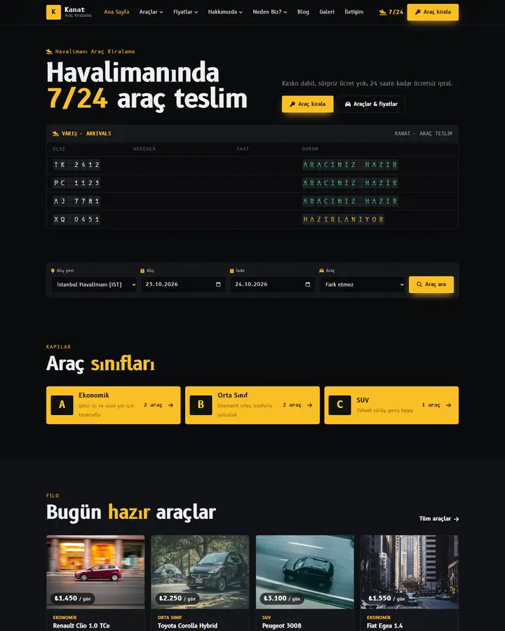 Tema 04 – Varış Panosu tasarım önizlemesi