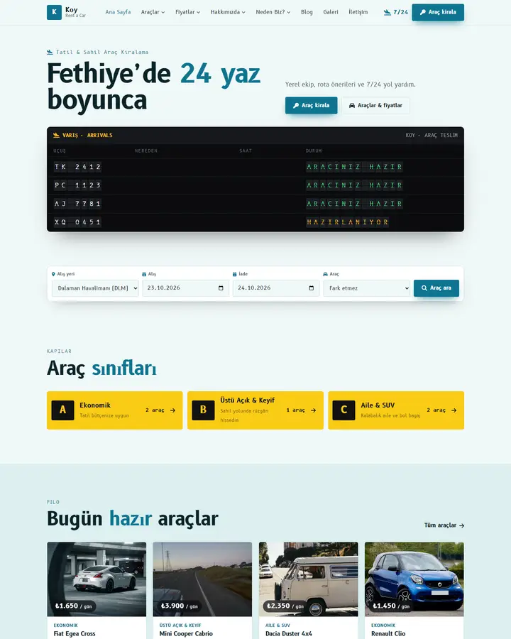 Tema 14 – Varış Panosu tasarım önizlemesi
